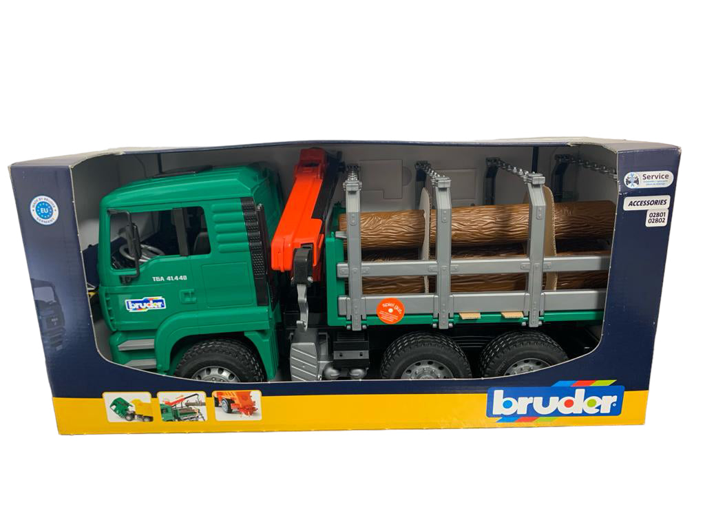 Bruder Man Truck W/Crane & Logs